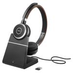 Jabra Evolve 65 SE Bluetooth On-Ear Headset with Charging Stand - Teams Certified Link390a / Busy Light / Up to 30m Distance / Up to 10-Hour Talk-Time