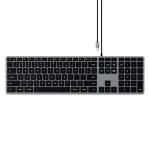 SATECHI W3 Keyboard with Numeric Keypad - Space Grey Wired USB-C - Backlit - with Numeric Pad