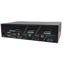 Rextron PAAG-ET3112B 2-Port USB-C KVM Switch 4K144 DisplayPort, USB-C 3.2 Gen 2, Audio Switching, Hotkey Control, HDR10 Support, HDCP 2.2 & HDCP 1.4, Plug-&-Play, Supports MST.