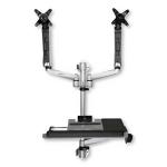 StarTech.com WALLSTSI2 Wall Mount Workstation - Articulating Standing Desk with Ergonomic Height Adjustable Dual Monitor Arm & Keyboard Tray - 2x 30" VESA Displays - Foldable Wall Mounted Sit Stand