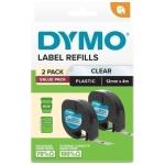 Dymo 2191233  LetraTag Plastic Tape 12mm x 4M Clear 2-Pack
