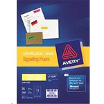 AVERY LABELS YELLOW 14 UP 25 SHEETS 99.1X38.1MM FLUORO  L7163-25YLW