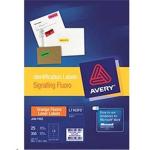 AVERY LABELS ORANGE 14 UP 25 SHEETS 99.1X38.1MM FLUORO L7163-25FO