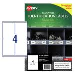 AVERY Weather Resistant Removable Label L4774 Laser 99.1x139mm White 4up 20 Sheets