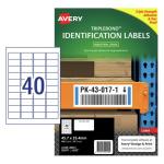 AVERY Triplebond Label L6140 White Laser 45.7x25.4mm 40up 10 Sheets