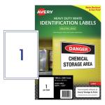 AVERY Heavy Duty ID Label L7067 White Laser 199.6x289.1mm 1up 10 Sheets