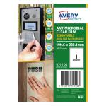 AVERY Protect Anti-Microbial Film Removable A4 2up 10 Sheets