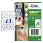 AVERY Protect Anti-Microbial Film Permanent Mixed Circles A4 63up 10 Sheets