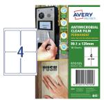 AVERY Protect Anti-Microbial Film Permanent A4 4up 10 Sheets