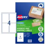 AVERY Eco Friendly Address Labels 99.1x139mm 4up 20 Sheets
