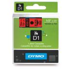 Dymo D1 LABEL CASSETTE 12mm x 7m - BLACK ON RED
