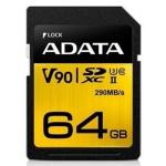 ADATA Premier ONE SDXC Memory Card - 64GB UHS-II - U3 - Read up to 290MB/s - Write up to 260MB/s