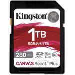 Kingston 1TB SDR2 V60 UHS-II Canvas React Plus V60 SD memory Card UHS-II, U3, V60, up to 280MB/s read, and 150MB/s write for DSLRs, mirrorless cameras and 4K video production