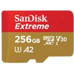 SanDisk Extreme 256GB microSDXC Memory Card Class 10 - U3 - V30 - A2 - Read up to 190MB/s - Write up to 130MB/s -