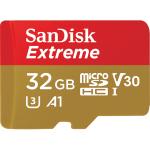 SanDisk Extreme microSDHC Memory Card - 32GB Class 10 - U3 - V30 - A1 - Read Up to 100MB/s - Write up to 60MB/s - For 4K Ultra HD Action Cam - Perfect for ActionCams - 4G Smartphones / Tablets / Cameras