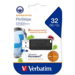 Verbatim 66780 Pinstripe USB Flash Drive - 32GB Black USB 2.0