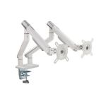 Brateck LDT49-C024 17"-32" Dual Premium Slim Aluminium Spring-Assisted Desk MountMonitorArm.QuickRelease Detachable VESA Plate, Built-in Spring Tension, 180 Rotation Stop, Built-in Cable Management, White