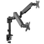 Brateck LDT48-C024 17"-32" Pole-Mounted Gas Spring Dual Monitor Desk Mount Bracket withDetachableVESAPlate.Max Load 9Kgs Per Arm, Supports VESA 75x75 & 100x100, Extend, Tilt, & Swivel, Clamp or Grommet Instal.