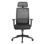 Brateck CH05-14 Office Chair with Headrest. Ergonomic & Breathable MeshBack.Pneumatic Seat-Height Adjustment. Adjustable Tilt-back, Lumbar Cushion, & Headrest. PU Hooded Casters. Black Colour.