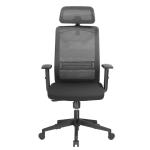 Brateck CH05-14 Office Chair with Headrest - Ergonomic & Breathable Mesh Back - Pneumatic Seat-Height Adjustment - Adjustable Tilt-back, Lumbar Cushion, & Headrest - PU Hooded Casters - Black Colour