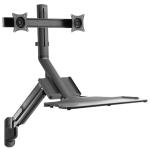 Brateck WWS05-02-P01 17"-27" Wall Mount Dual Monitor Gas Spring Sit-Stand Workstation. Folding KeyboardTray.Counter-Balance Gas Spring. Integrated Ball-Joint. 2nd Storage Tray. Easy Height Adjust.