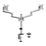 Brateck LDT72-C024 17"-32" Dual  Arm Premium Articulating Monitor Mount. Arm Extension 447mm, Built-inCableManagement, Detachable VESA Plate. Desk Clamp & Grommet Mounting Inc. Matte Grey Colour.