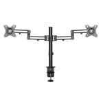 Brateck LDT30-C024 17"-32" Dual Monitor Desk Articulating Mount Arm Bracket. Free-Tilting Design,Desk Clamp ONLY, 360 Rotary VESA Plate. VESA 75x75, 100x100, Load 8kgs Per. Built-in Cable Manage. Matte Black