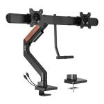 Brateck 17"-32" Gas Spring Dual Monitor Arm. Detachable VESA, Built-in Cable Management, AdjustableHeight, Free-Tilting, Includes Clamp & Grommet, Black