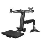 StarTech ARMSTSCP2 Sit Stand Dual Monitor Arm - Desk Mount Dual Computer Monitor Adjustable Standing Workstation for up to 24" Displays - VESA Ergonomic Stand Up Desk Converter w/ Keyboard Tray