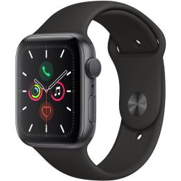 Apple Watch Series 5 GPS 44mm Space Grey Aluminum Case (Brand New Demo unit) with Black Sport Band (Brand New Demo unit) - (Does not include cable and charger ) -6 month Warranty