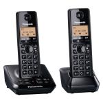 Panasonic KX-TG2722 Cordless Landline Telephone Twin Pack with Digital Answering Machine - Black - Easy-to-read 1.4" display, Hands-free speakerphone, One-touch eco mode