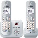 Panasonic KX-TG6822NZB Cordless Landline Telephone Twin Pack with Digital Answering Machine - Silver - 1.8" white backlit display, 1x additional handset with charge station included