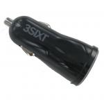 3SIXT 3.1A Dual Port Car Charger - Black, Compact Design,Two USB outputs,