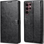 Galaxy S22 (2022) Flip Wallet Case - Black 3 Card Slots - Cash Compartment - Magnetic Clip