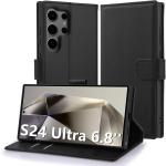 Galaxy S24 Ultra (2024) Flip Wallet Case - Black 3 Card Slots - Cash Compartment - Magnetic Clip