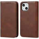 iPhone 14/13 Flip Wallet Case - Brown 3 Card Slots - Cash Compartment - Magnetic Clip