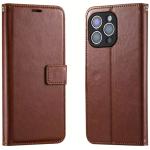 iPhone 14 Pro Max Flip Wallet Case - Brown 3 Card Slots, Cash Compartment, Magnetic Clip