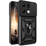 Xiaomi Redmi Note 13 LTE (2024) Rugged Kickstand Case - Black with Camera Cover Protection