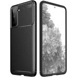 Galaxy S21+ Carbon Fibre Rugged Case - Black Ultra Slim - Anti-Stretch - Soft TPU Protective Shell Cover