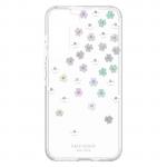 Kate Spade New York Defensive Hardshell Case for Galaxy S22+ 5G - Scattered Flowers/Iridescent/Clear/Gems/White Bumper
