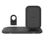 Mophie 15W Wireless Charging Stand - Black, Charge up to Three Devices Simultaneously (2 by Wireless charging + 1 USB Wired charging) Includes Apple Watch Charging Stand and Wall Adapter, USB-A Port