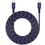 MICRODIA EXECABLE TWEED PD60W 2.6M USB-C TO LIGHTNING CABLE - NAVY