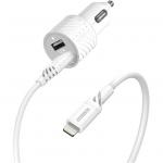 OtterBox Charging Kit, 2 Port Car Charger USB-A 12W + USB-A to Lightning 1M Cable -  Cloud Dream White