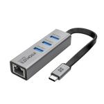 Promate GIGAHUA-C.GRY Multi-Port Hub with  Ethernet Port & USB-C Connector. 3x USB-A 3.0 Ports, 1000Mbps Ethernet, 5Gbps Transfer Speed. Plug & Play. Supports Both Mac & PC. Grey Colour.