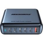 RockRose Infinito G200 200W 6 Ports USB-C GaN Power Wall Charger For Mobile Device and Notebook -- 5x USB-C & 1x USB-A Port With 1.5M Extension Power Cord