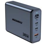 RockRose Infinito G240 240W 4 Ports PD3.1 GaN Power wall Charger For Mobile Device and Notebook -- 3x USB-C & USB-A Port with 1.5M Extension Power Cord