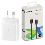 Samsung 25W USB-C PD Fast Charging GaN Wall Charger - White With Momax 1-Link Flow 100W 2M USB-C To USB-C PD Fast Charging Cable Black - Support Samsung Super Fast Charge & iPhone PD Fast Charging