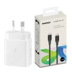 Samsung 25W USB-C PD Fast Charging GaN Wall Charger - White With Momax 1-Link Flow 100W 3M USB-C To USB-C PD Fast Charging Cable Black - Support Samsung Super Fast Charge & iPhone PD Fast Charging