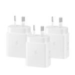 Samsung 25W USB-C PD Fast Charging GaN Wall Charger (3 Pack) - White, Super Fast Charge Galaxy S25/S24, Fold6, Flip6, S23, S22, Galaxy A Series, Support iPhone PD Fast Charging