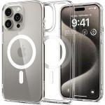 Spigen iPhone 15 Pro Max (6.7") Ultra Hybrid Magfit Case - Clear / Transparent Certified Military-Grade Protection - Clear Durable Back Panel + TPU Bumper - MagSafe Compatible - Clear Case with White MagfIt Ring